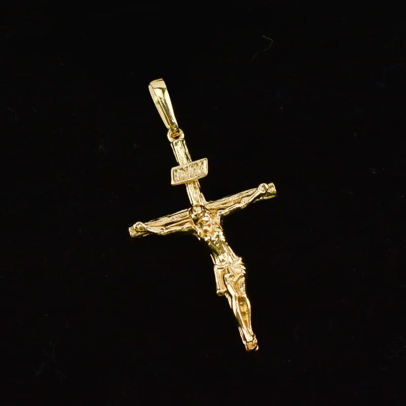 Pingente Cruz com Imagem Jesus Cristo "INRI" Grande