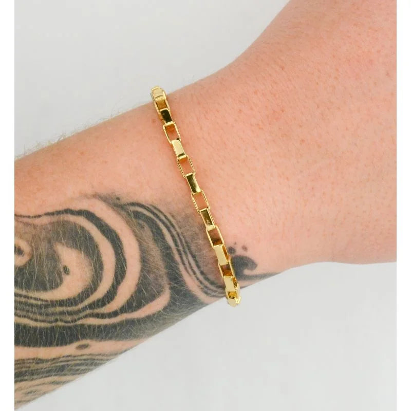Pulseira Veneziana Tijolinho 4mm com Fecho Canhão