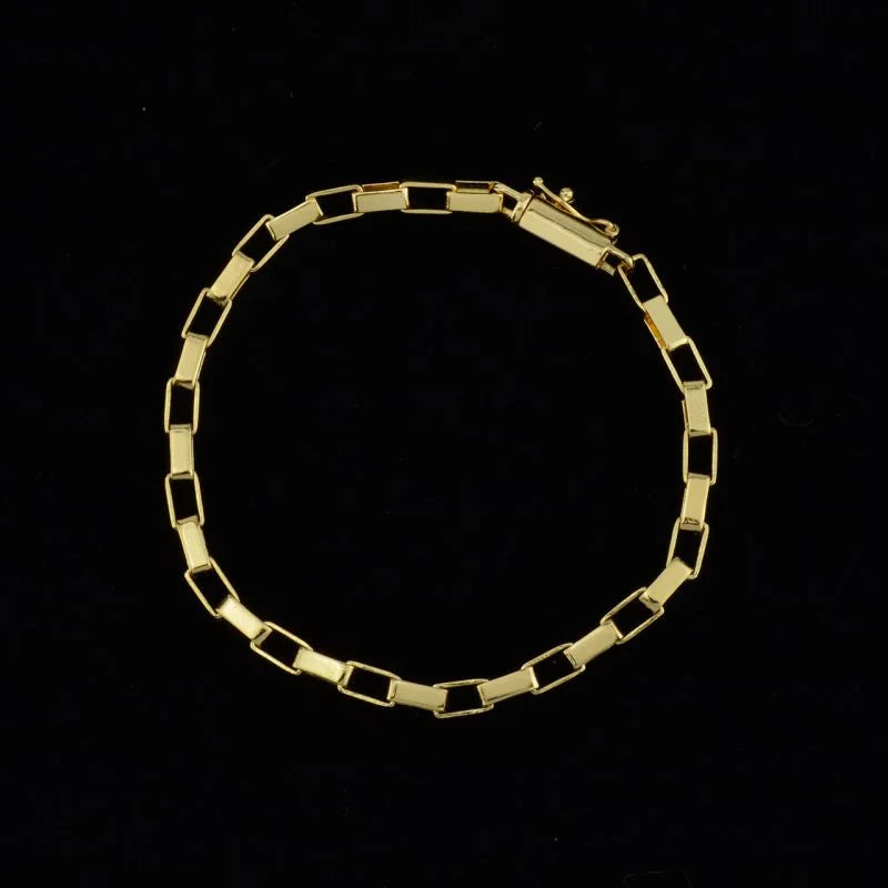 Pulseira Veneziana Tijolinho 4mm com Fecho Canhão